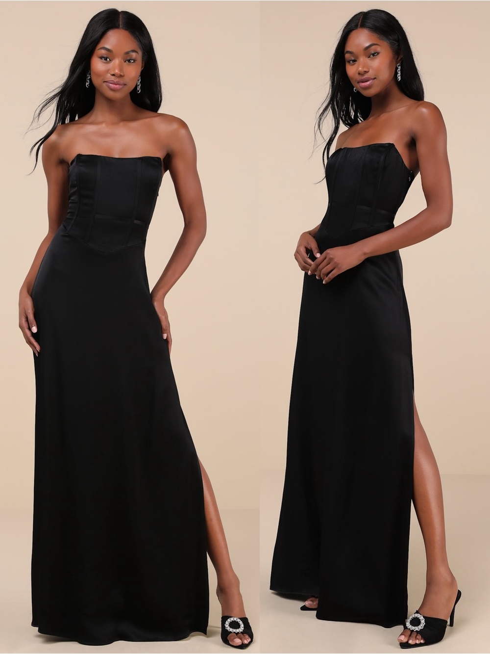 LULUS Satin Strapless Bustier Sweetheart Neck Whimsigoth Princesscore Gown XL